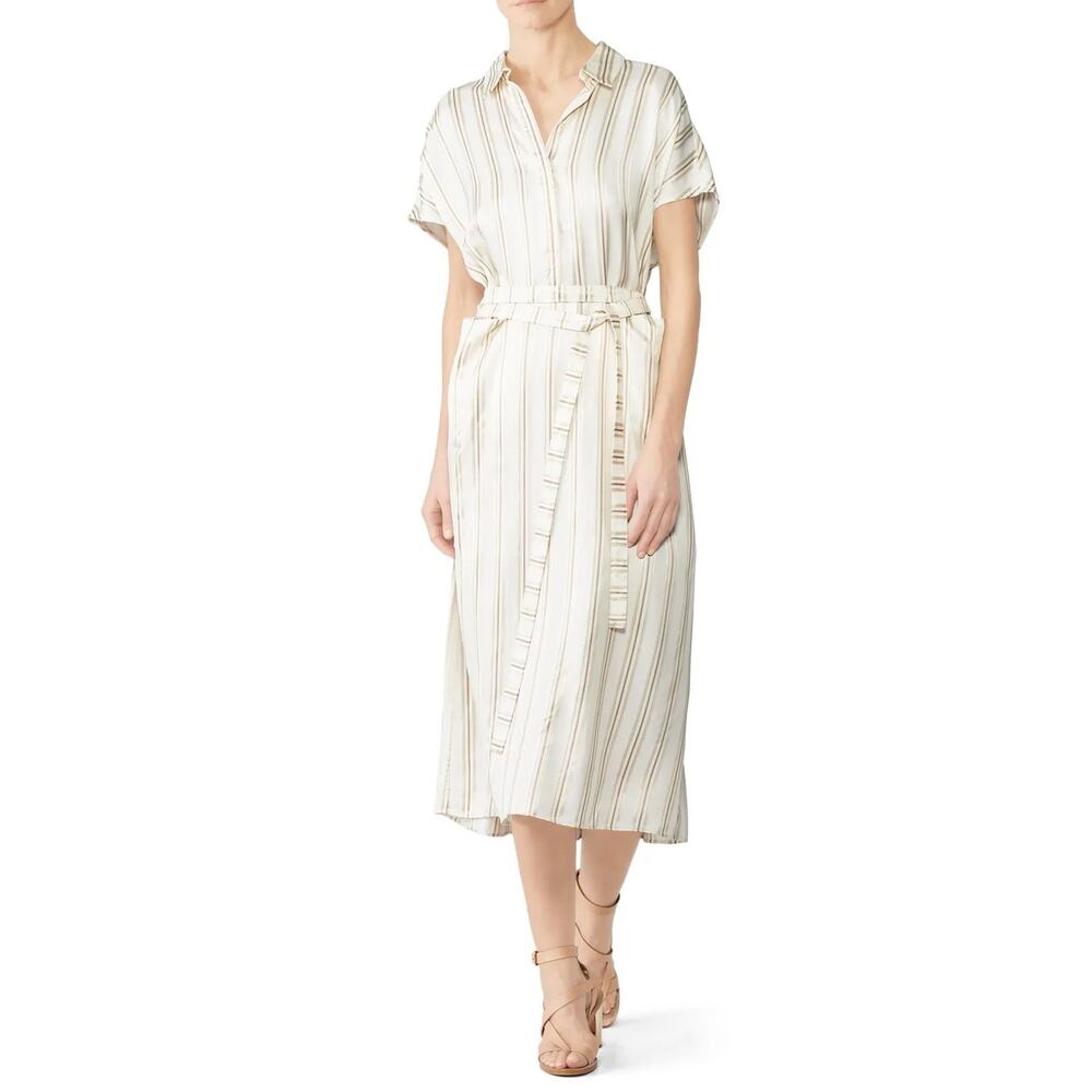 Co Ivory Striped Shirtdress Dress S